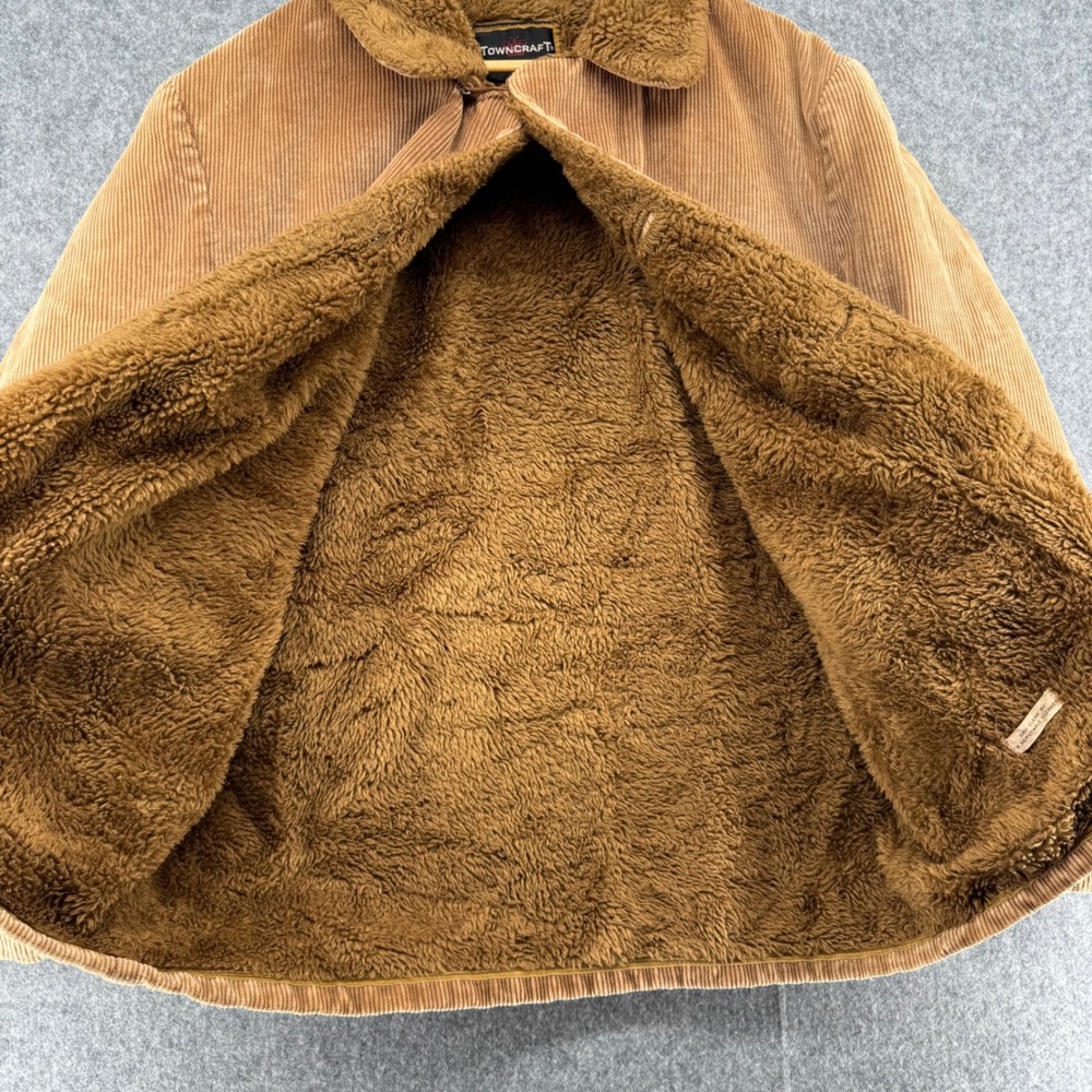 Towncraft Corduroy Jacket Mens L Brown Faux Shearling Lined Vintage Penneys - Picture 4 of 12